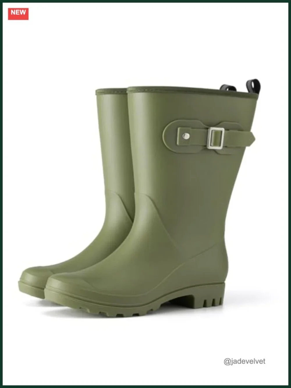 Waterproof Mid-Calf PVC Rain Boots with Buckle for Gardening
